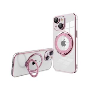 COOL IPHONE 15 PLUS MAGNETIC RING CASE PINK TRANSPARENT/COMPATIBLE WITH MAGNETIC CHARGER 8434847069968