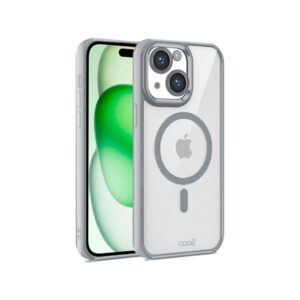 COOL IPHONE 15 MAGNETIC CASE TRANSPARENT SILVER/SILVER EDGE/COMPATIBLE WITH MAGNETIC 8434847074061