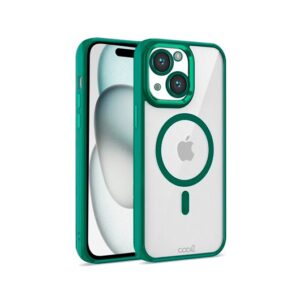 COOL IPHONE 15 MAGNETIC CASE TRANSPARENT GREEN/GREEN BORDER/COMPAT W.MAGNETIC 8434847074085