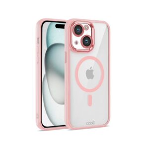 COOL IPHONE 15 MAGNETIC CASE TRANSPARENT PINK/PINK BORDERS/COMPAT W.MAGNETIC 8434847074078