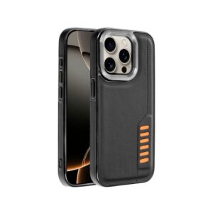 Cool iPhone 16 Pro Milano Case, Black Leatherette/Raised Edges/Wireless Charging 8434847076034