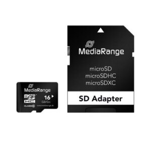 MICRO SDHC 16GB MEDIARANGE MEMORY CARD + SD ADAPTER
